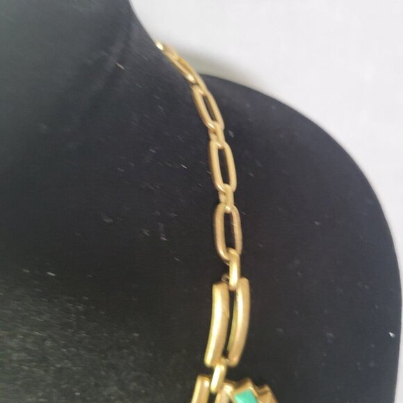 Stella & Dot Gold-Tone Turquoise Geometric Statement Collar Necklace - Picture 2 of 5